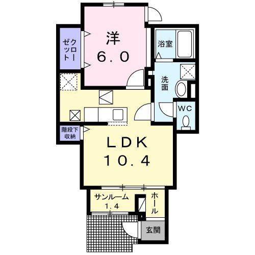 ラフィーネ楠(1LDK/1階)の間取り写真