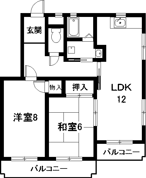 パークハイムHIRO(2LDK/4階)の間取り写真
