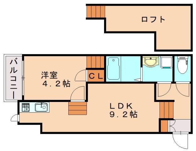 アルヴィータ福津中央(1LDK/1階)の間取り写真