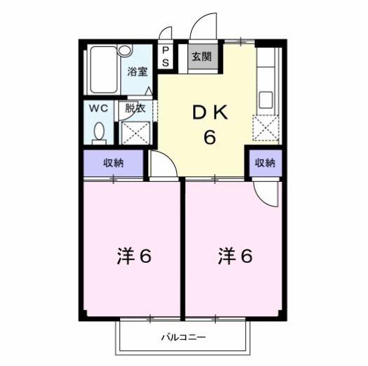 シティハイツ住崎B(2DK/2階)の間取り写真