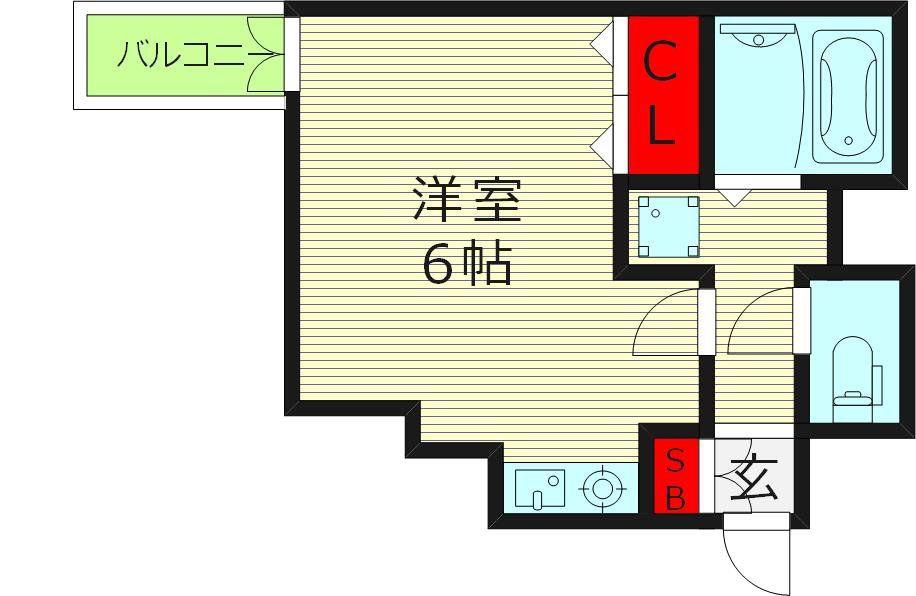 SENSE COURT森ノ宮(ワンルーム/4階)の間取り写真