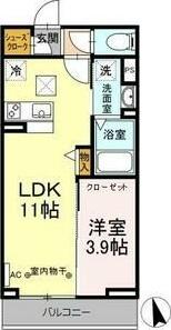 フロンティアAH(1LDK/1階)の間取り写真