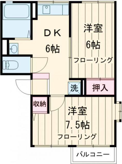 シティハイムいずみII(2DK/1階)の間取り写真