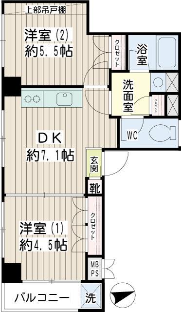 サウスタウン妙蓮寺II(2DK/3階)の間取り写真