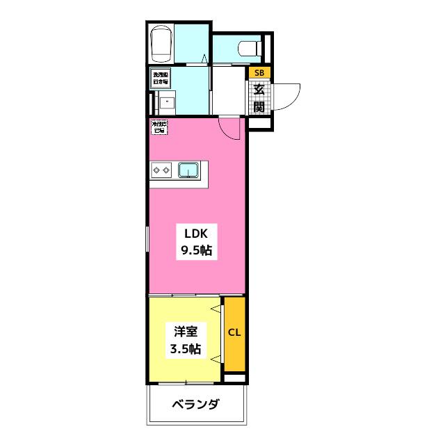 グランソレイユ西新(1LDK/2階)の間取り写真