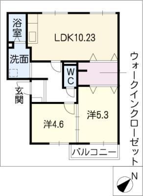 エントピア20B棟(2LDK/2階)の間取り写真