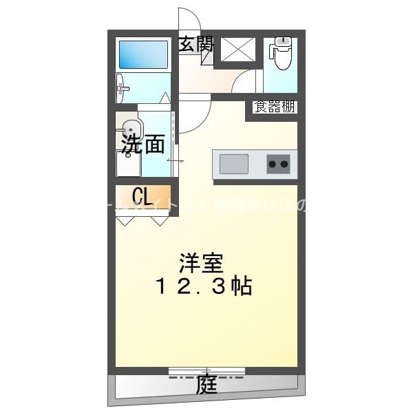 ベルクレスト大岩 参番館(ワンルーム/1階)の間取り写真