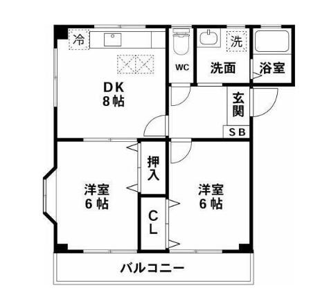 ラ・クラッセ(2DK/1階)の間取り写真