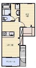 LOTUS八幡(1LDK/1階)の間取り写真