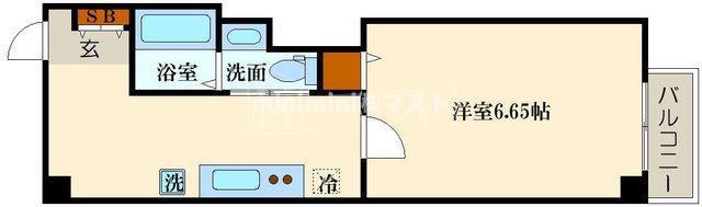 FDS上町台(1K/3階)の間取り写真