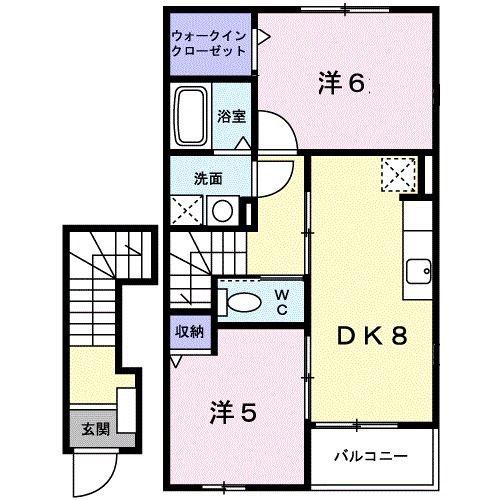 ヴィラ セレッソ(2DK/2階)の間取り写真