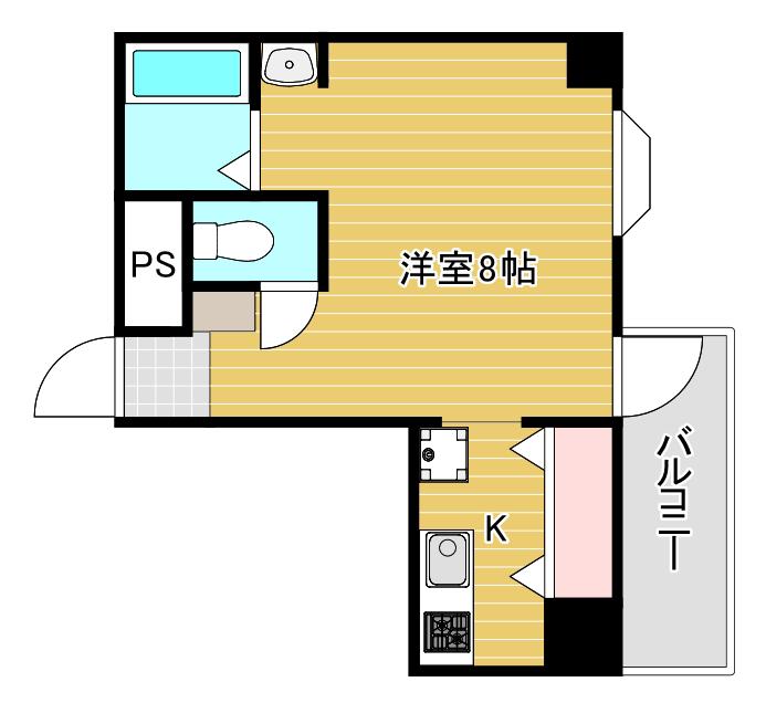 シティコート南船場(1K/4階)の間取り写真