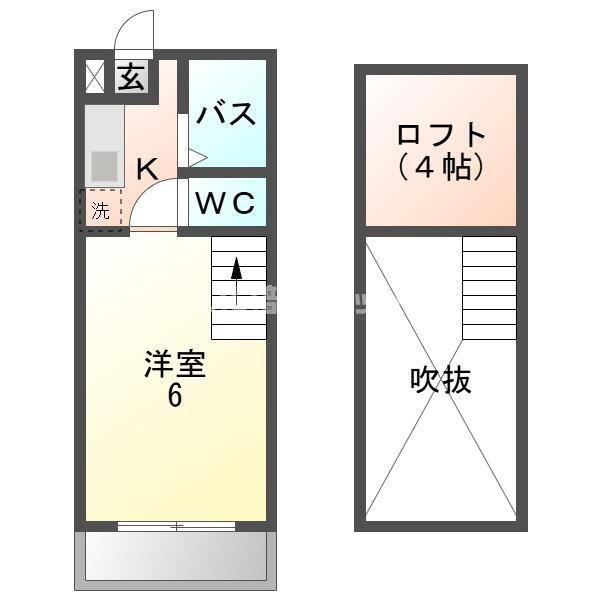 ルピナス1(ワンルーム/2階)の間取り写真