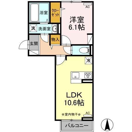 ピアニー(1LDK/2階)の間取り写真