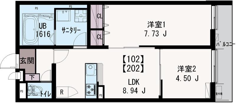 イクシオLIERRE(2LDK/2階)の間取り写真