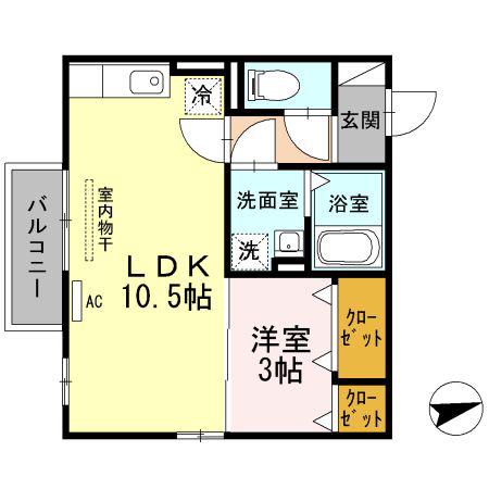 ハーモニーガーデン(1LDK/2階)の間取り写真