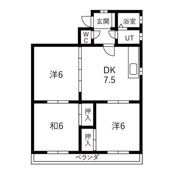 シンアイビル(2LDK/2階)の間取り写真