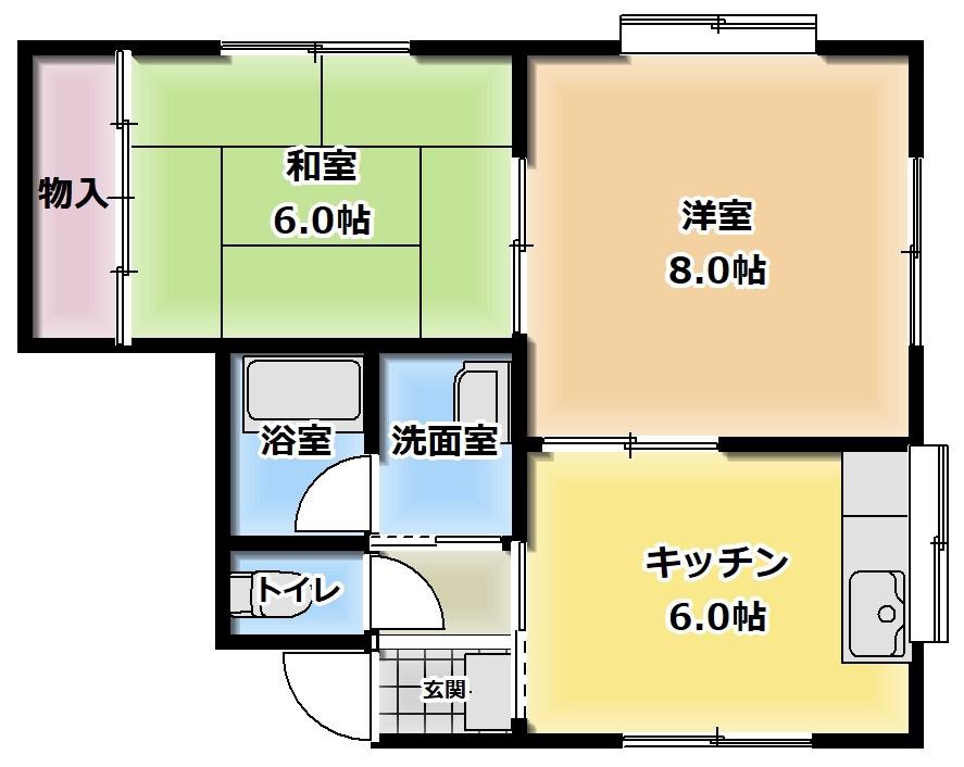 コーポアソ(2DK/1階)の間取り写真