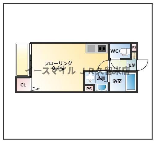 DESTINO東町II(ワンルーム/2階)の間取り写真
