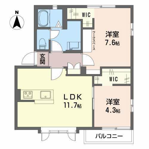 フレグランス永田B(2LDK/2階)の間取り写真