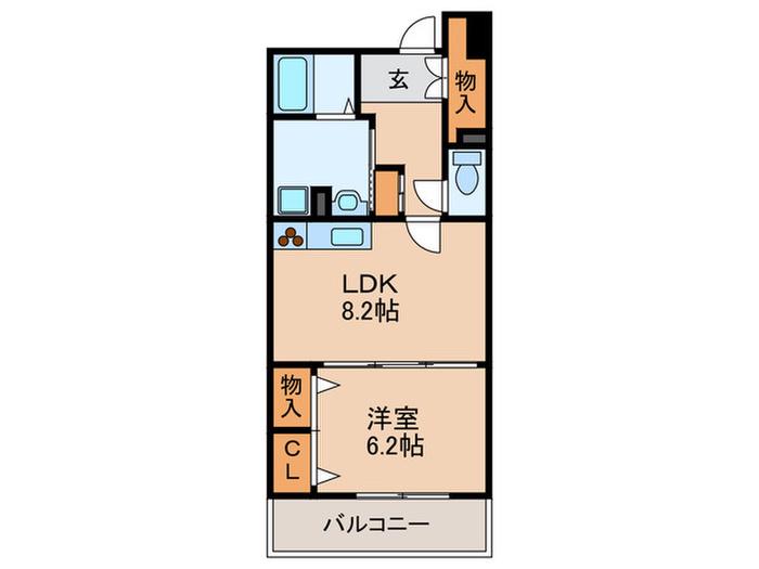 CASA FELICE(1LDK/10階)の間取り写真