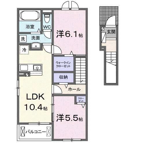 グランドール・ヌール(2LDK/2階)の間取り写真