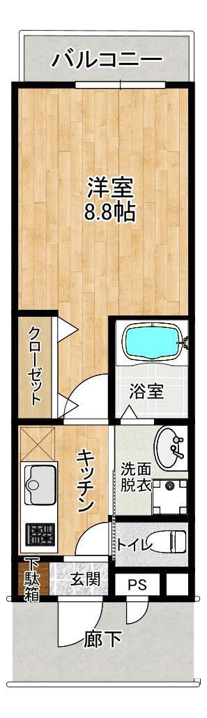 クロノス50子飼本町(1K/3階)の間取り写真