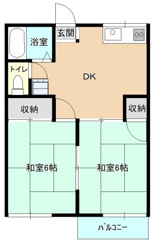 コーポ米倉(2DK/2階)の間取り写真