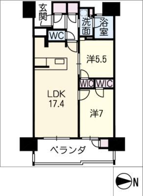 レ・ジェイド岐阜302(2LDK/3階)の間取り写真
