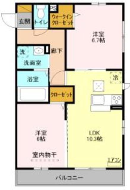 サンクレールA(2LDK/1階)の間取り写真
