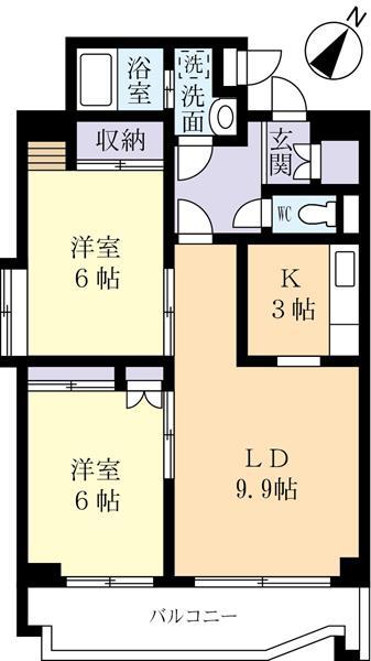 サンヒルズやまのい(2LDK/2階)の間取り写真