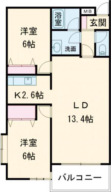 シーグリーン(2LDK/1階)の間取り写真