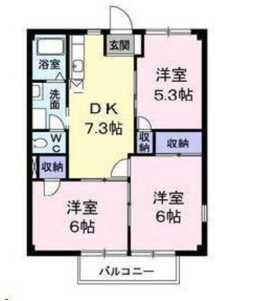 あきる野ビューラー(3DK/2階)の間取り写真