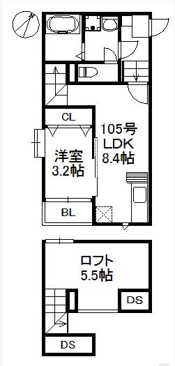 ポラリス箱崎駅東(1SLDK/1階)の間取り写真
