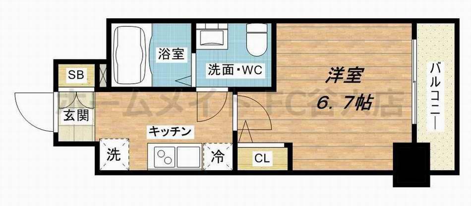 SERENITE本町REFLET(1K/3階)の間取り写真