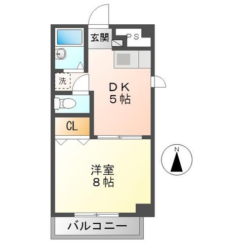サンライフ古川II(1DK/2階)の間取り写真
