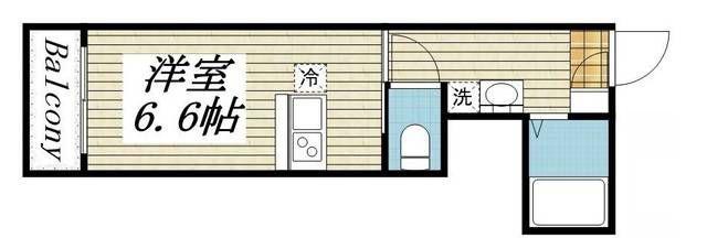 ベネボレンス千早(ワンルーム/2階)の間取り写真