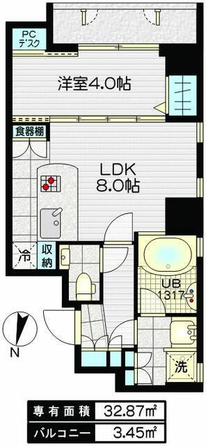 イーストープ用賀(1LDK/5階)の間取り写真