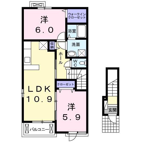 シオンIII(2LDK/2階)の間取り写真