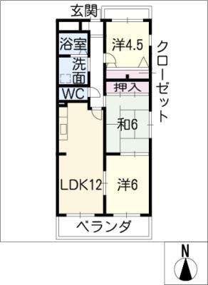 ブランルージュ南町(3LDK/4階)の間取り写真