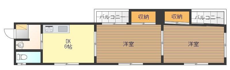 第4観音ビル(2DK/3階)の間取り写真