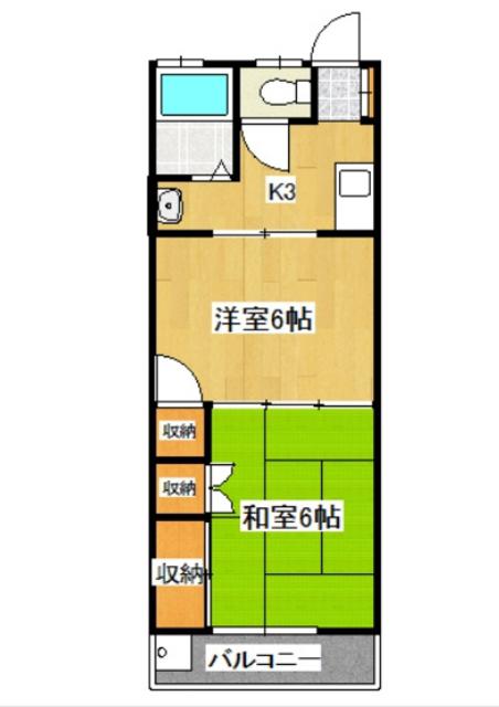 かんな荘(2K/1階)の間取り写真