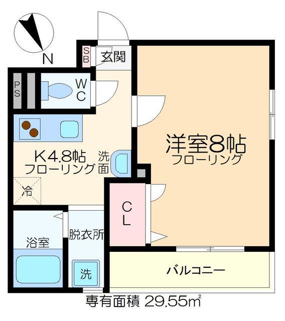 アーバンドエル八丁堀(1K/4階)の間取り写真