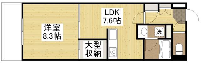 フラットリア春日(1DK/4階)の間取り写真