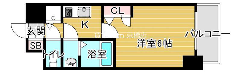 エスリード京橋グレイス(1K/8階)の間取り写真