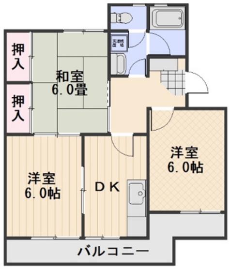 レジデンス平福(3DK/1階)の間取り写真