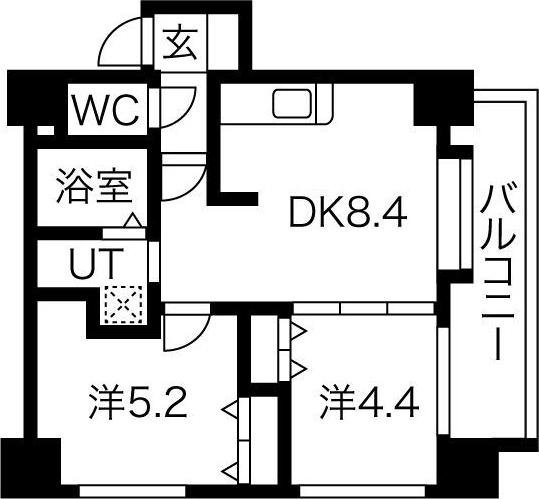 クラッセ琴似ステーション(2LDK/6階)の間取り写真