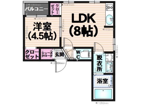パームヴィラ笹原(1LDK/2階)の間取り写真