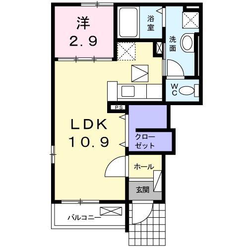 ルッコラII(1LDK/1階)の間取り写真