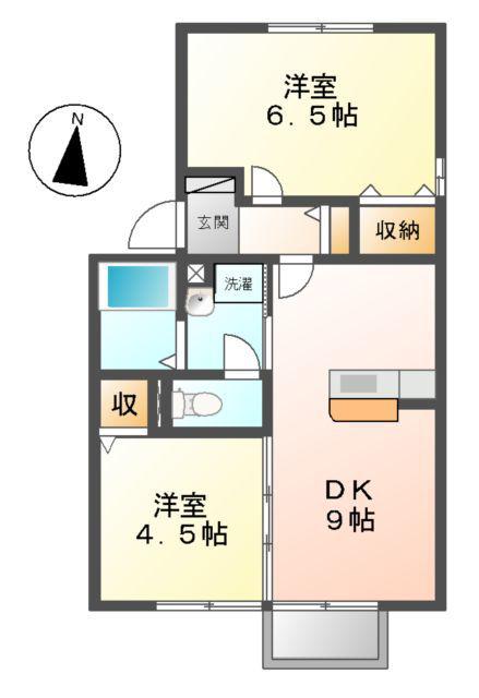 ソレアード三好(2DK/2階)の間取り写真